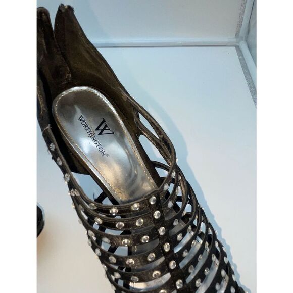 Worthington Silver Tipped Heel Rhinestone Strappy Sandals - Picture 11 of 14